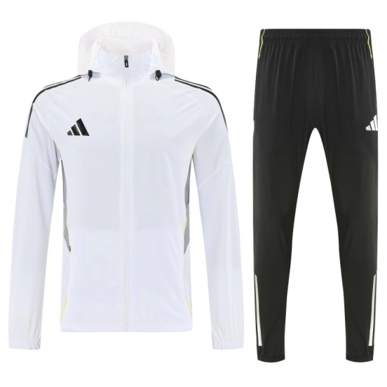 26/27 Adidas White Full Zipper Hooded Jacket Tracksuit + Long Pants