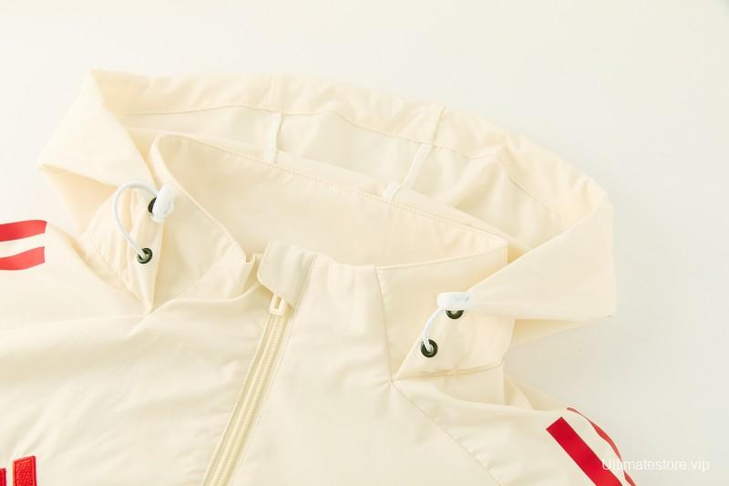 26/27 Liverpool Cream Full Zipper Hooded Jacket Tracksuit + Black Long Pants