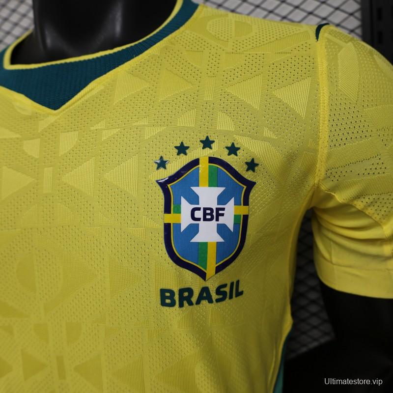 Player Version 2026 Brazil Yellow  Geometric Pattern Home Jersey