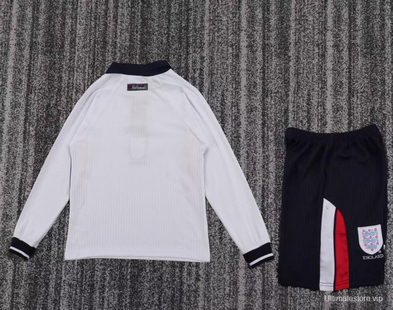 Retro Kids 1998 England Home Long Sleeve Jersey