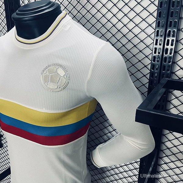 Player Version 2024 Colombia White 100Th Anniversary Long Sleeve Jersey