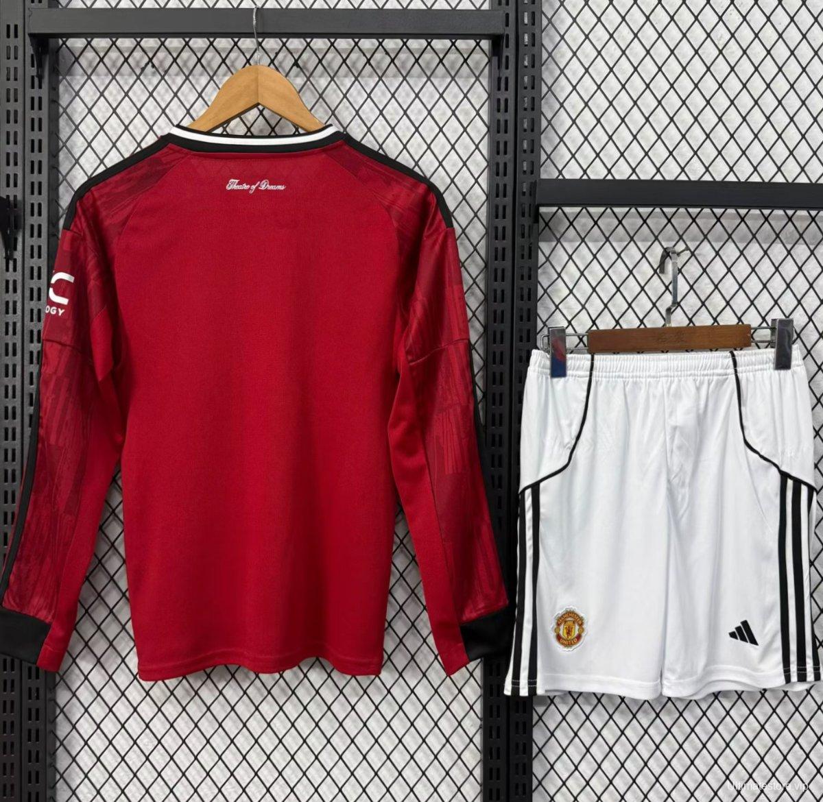 25/26 Kids Manchester United Home Long Sleeve Jersey