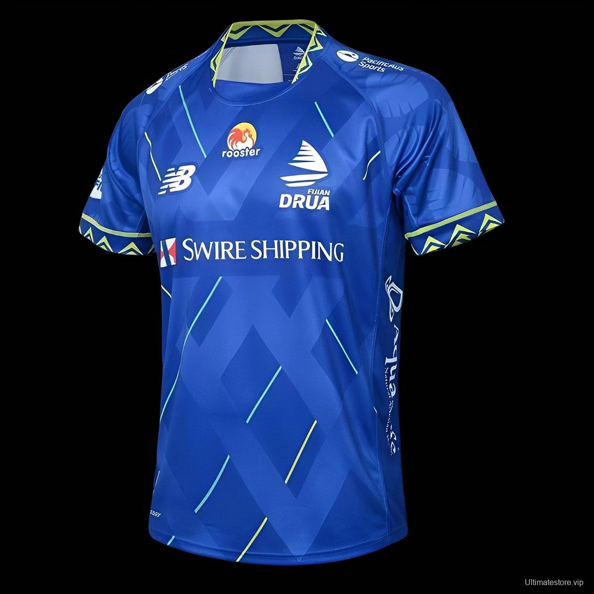 25/26 Fijian Drua Royal Blue with Geometric Pattern Home Jersey