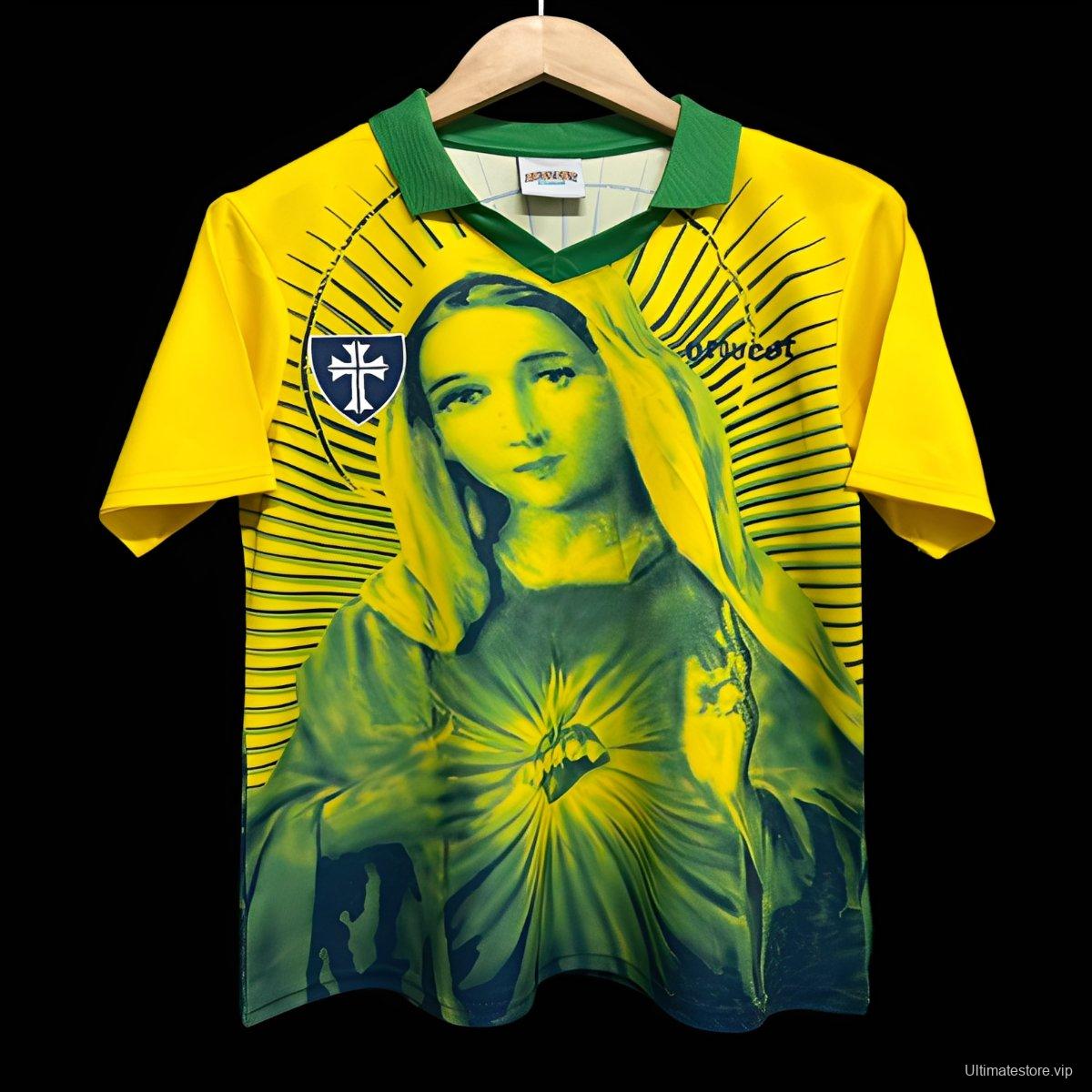 2026 Brazil Yellow with Virgin Mary Print Jersey