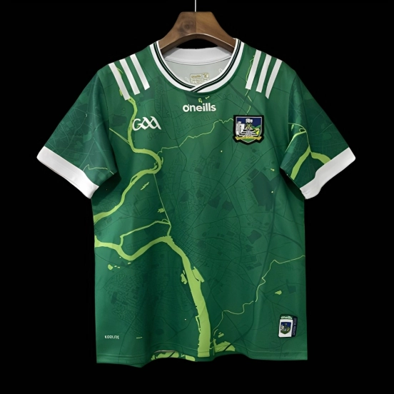 25/26 Limerick GAA Green with River Shannon Map Pattern Home Jersey