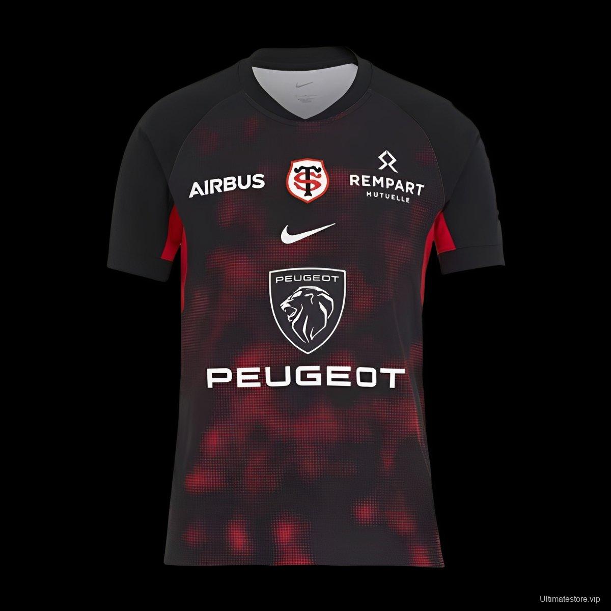24/25 Stade Toulousain Black with Red Digital Camo Pattern Home Jersey