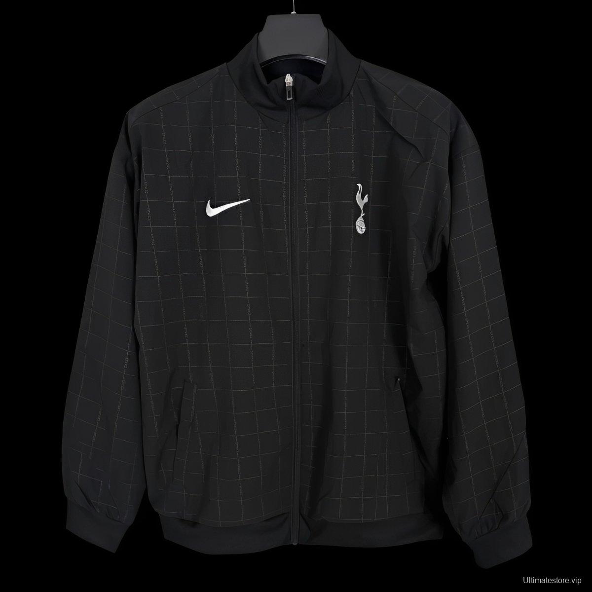 25/26 Tottenham Hotspur Black Grid Windbreaker