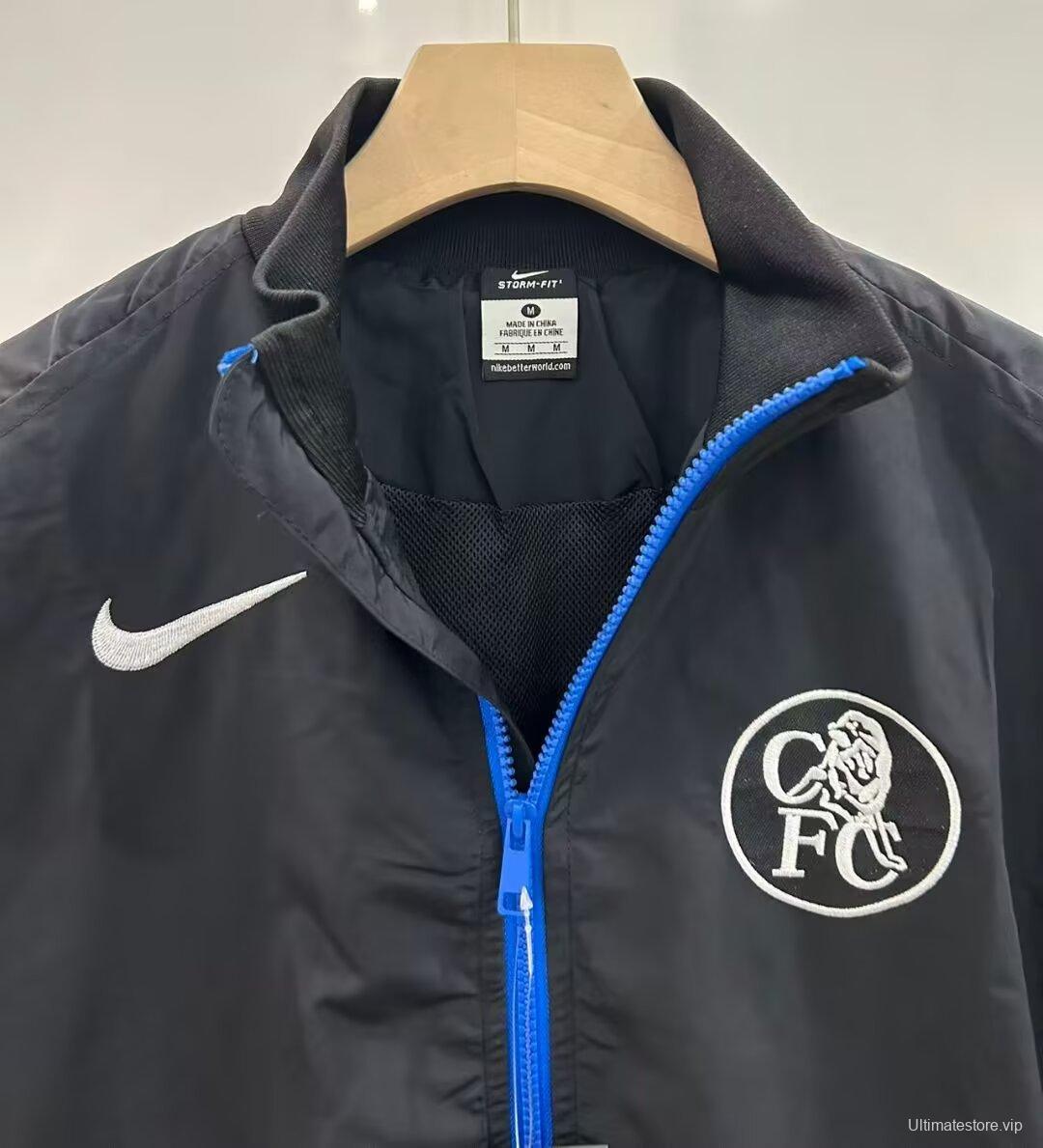 25/26 Chelsea Black Full Zipper Windbreaker