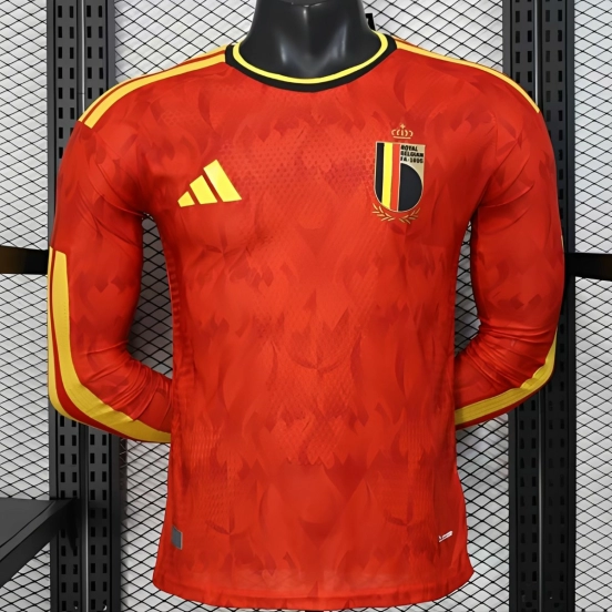 Player Version 2026 Belgium Home Red Long Sleeve Jersey