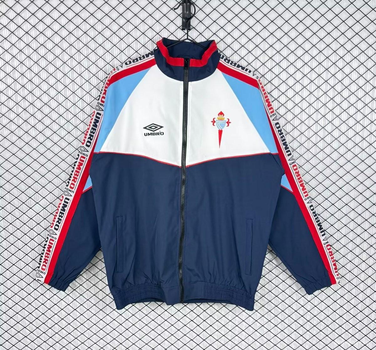 Retro 98/99 Celta Navy/White Full Zipper Windbreaker