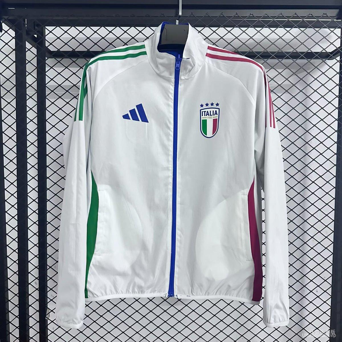 2026 Italy White Full Zipper Windbreaker