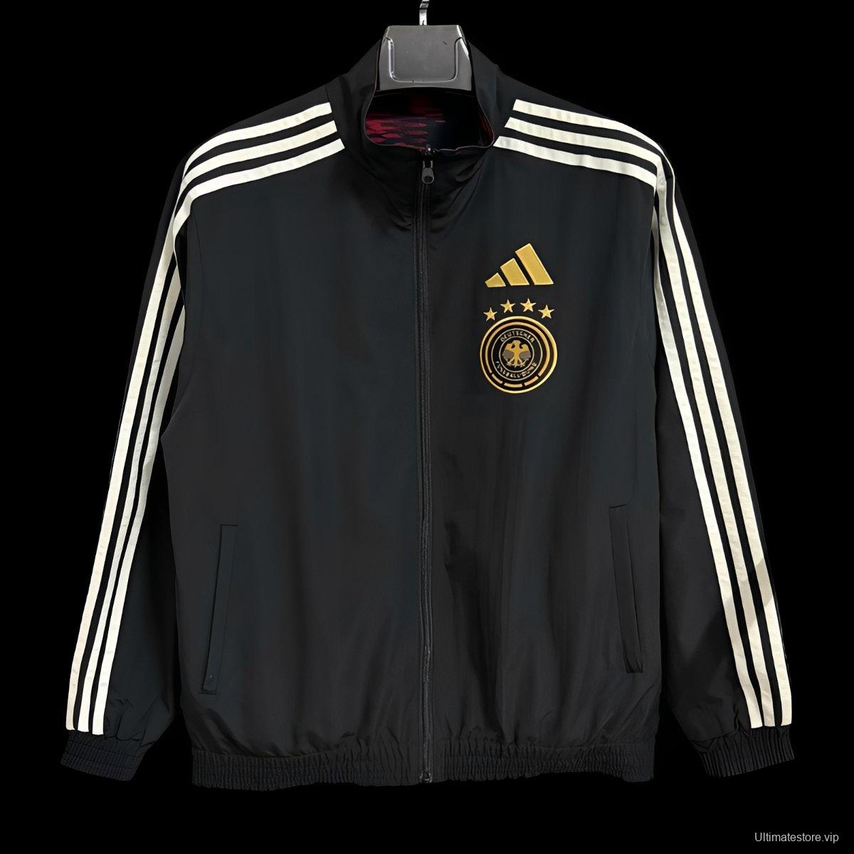 2026 Germany Black Full Zipper Windbreaker