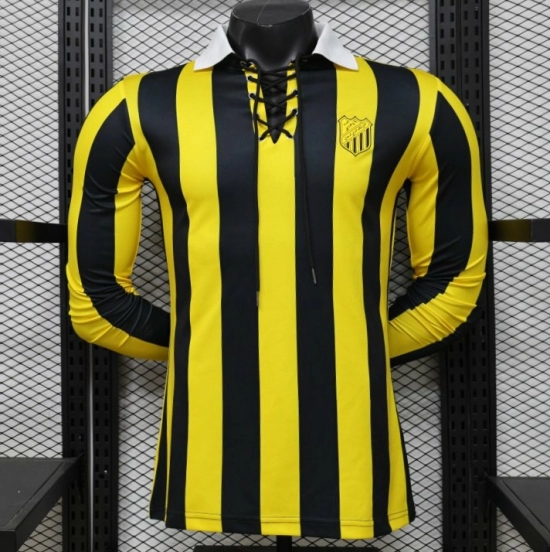 Player Version 2026 Peñarol Yellow & Black Vertical Stripes Long Sleeve Retro Heritage Jersey