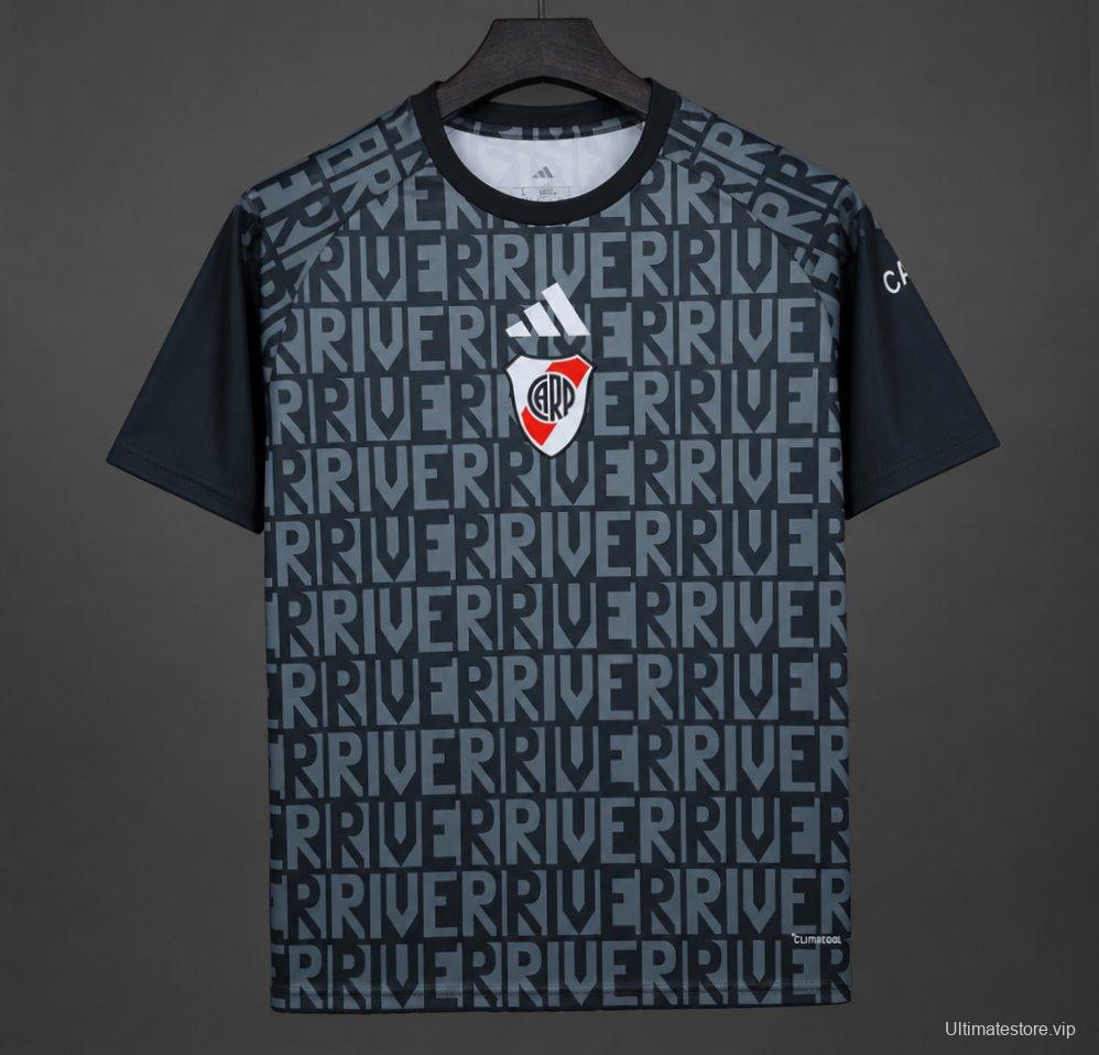 26/27 River Plate Pre-match Jersey With  Text "RIVER" Repeated Pattern