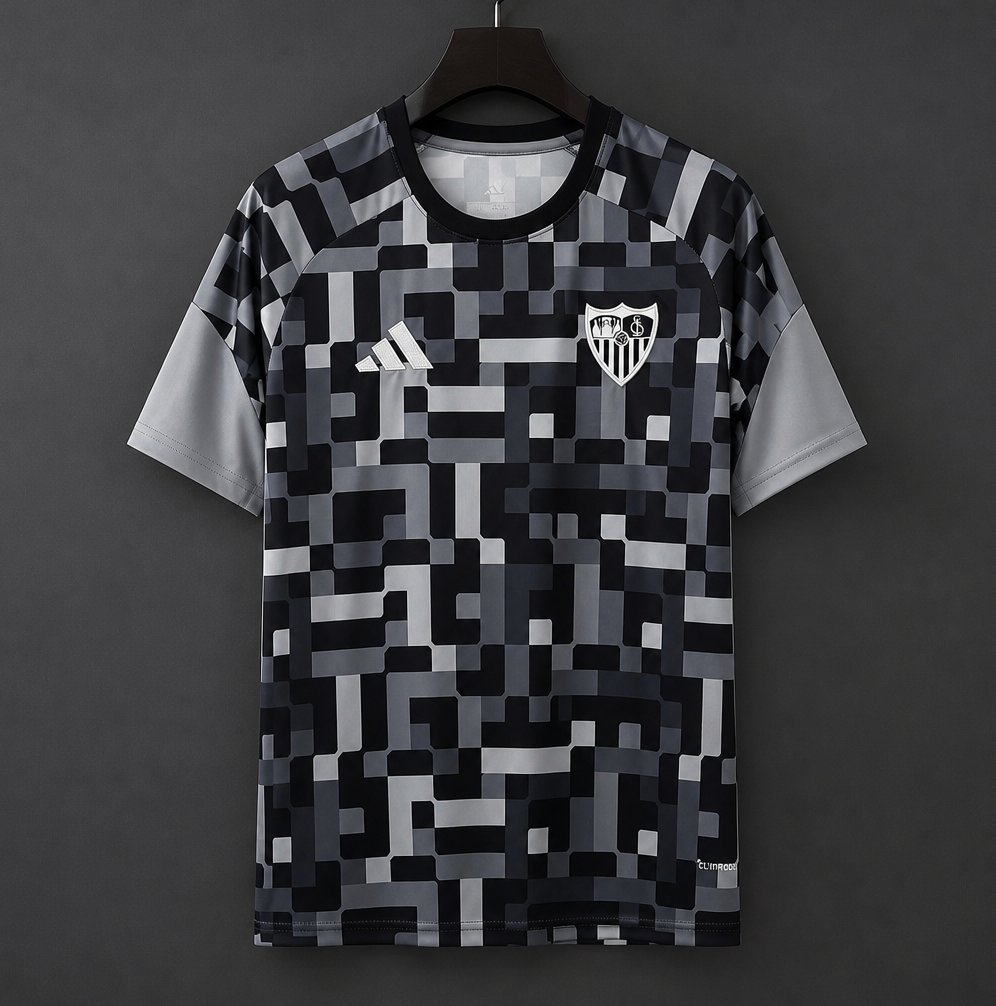 26/27 Sevilla Training Grey Digital Pixel Pattern Jersey