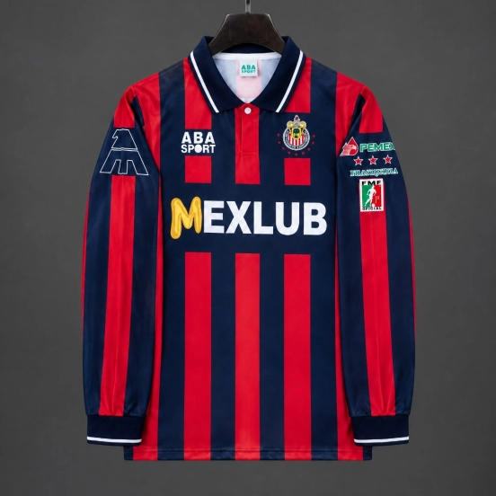 Retro 96/97 Chivas de Guadalajara Third Long Sleeve Red/Blue Jersey